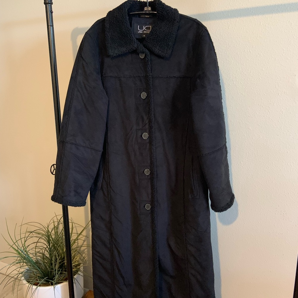 Utex long faux suede jacket, size M.
